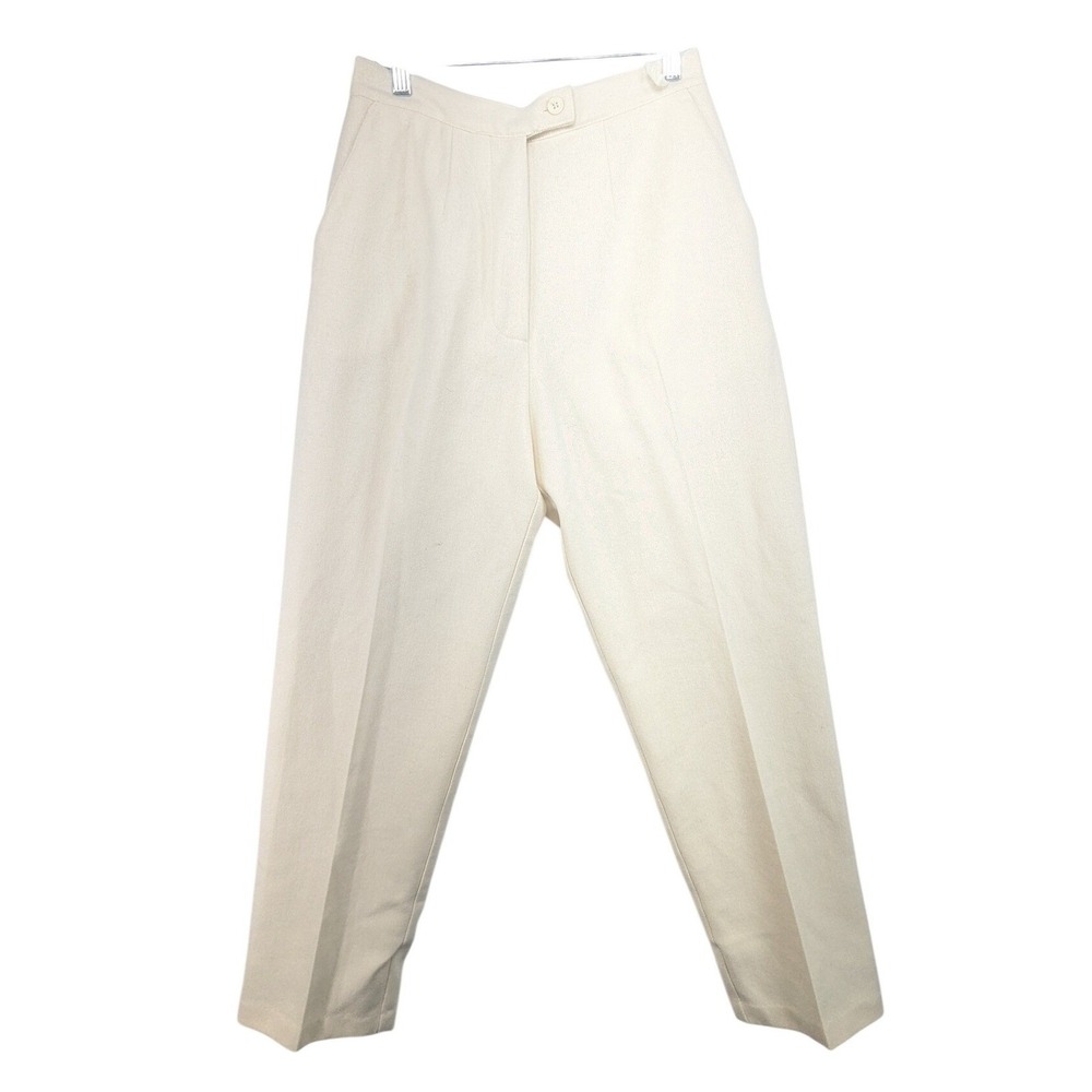 BFA Classics Womens Cream‎ 100% Wool High Rise Straight Leg Trousers Size 10P